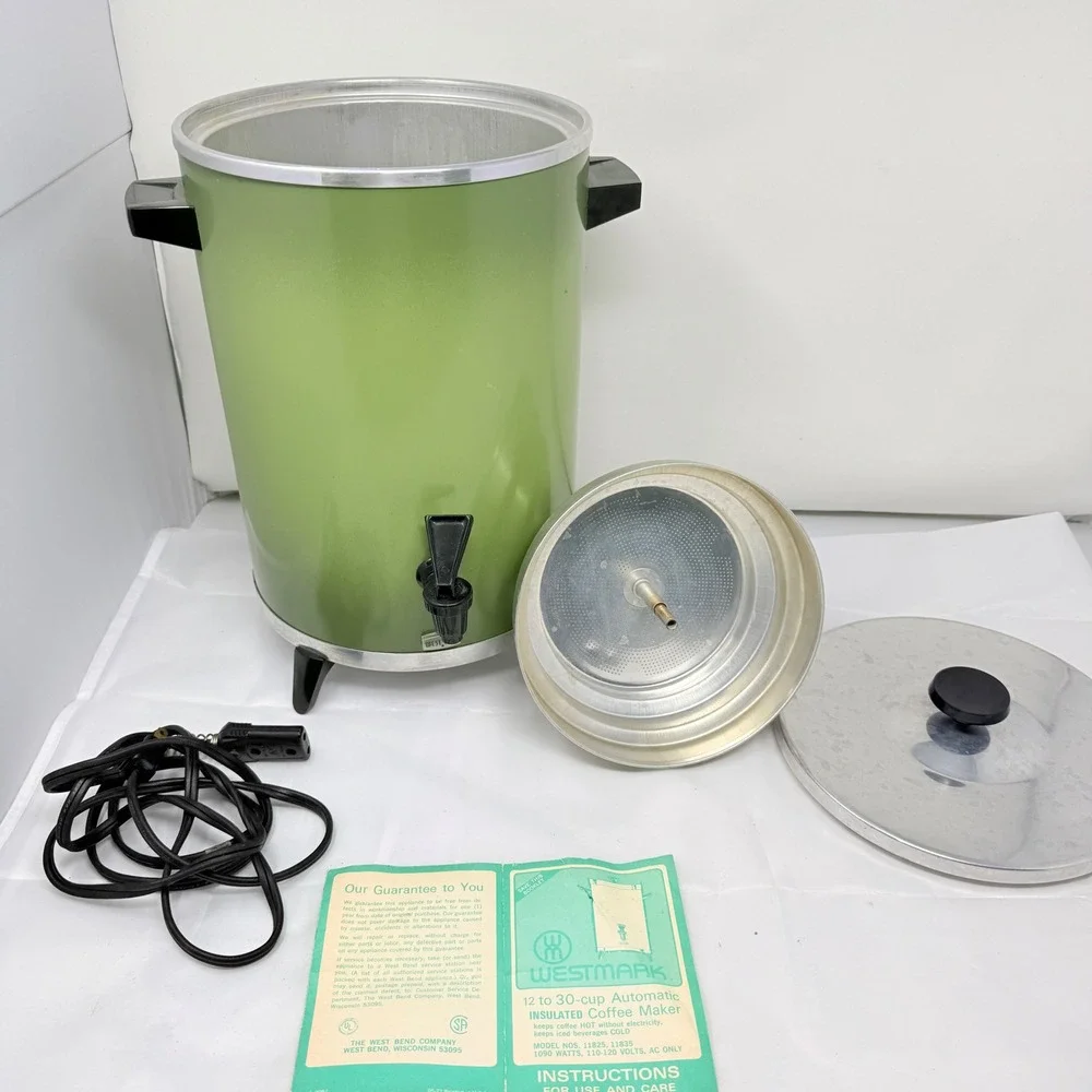 West Bend Westmark Vintage 30 Cup Coffee Maker Percolator Avocado Green 13525